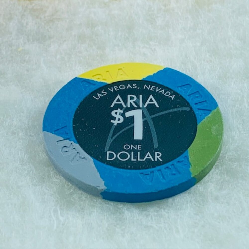 Aria Casino Chip Las Vegas $1 Lucky Gift Charm Coin Card Protector Gamble